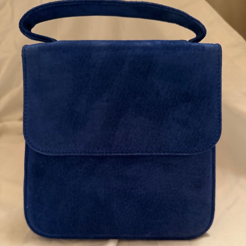 Beautiful Blue Suede Kelly style bag from Osprey, London